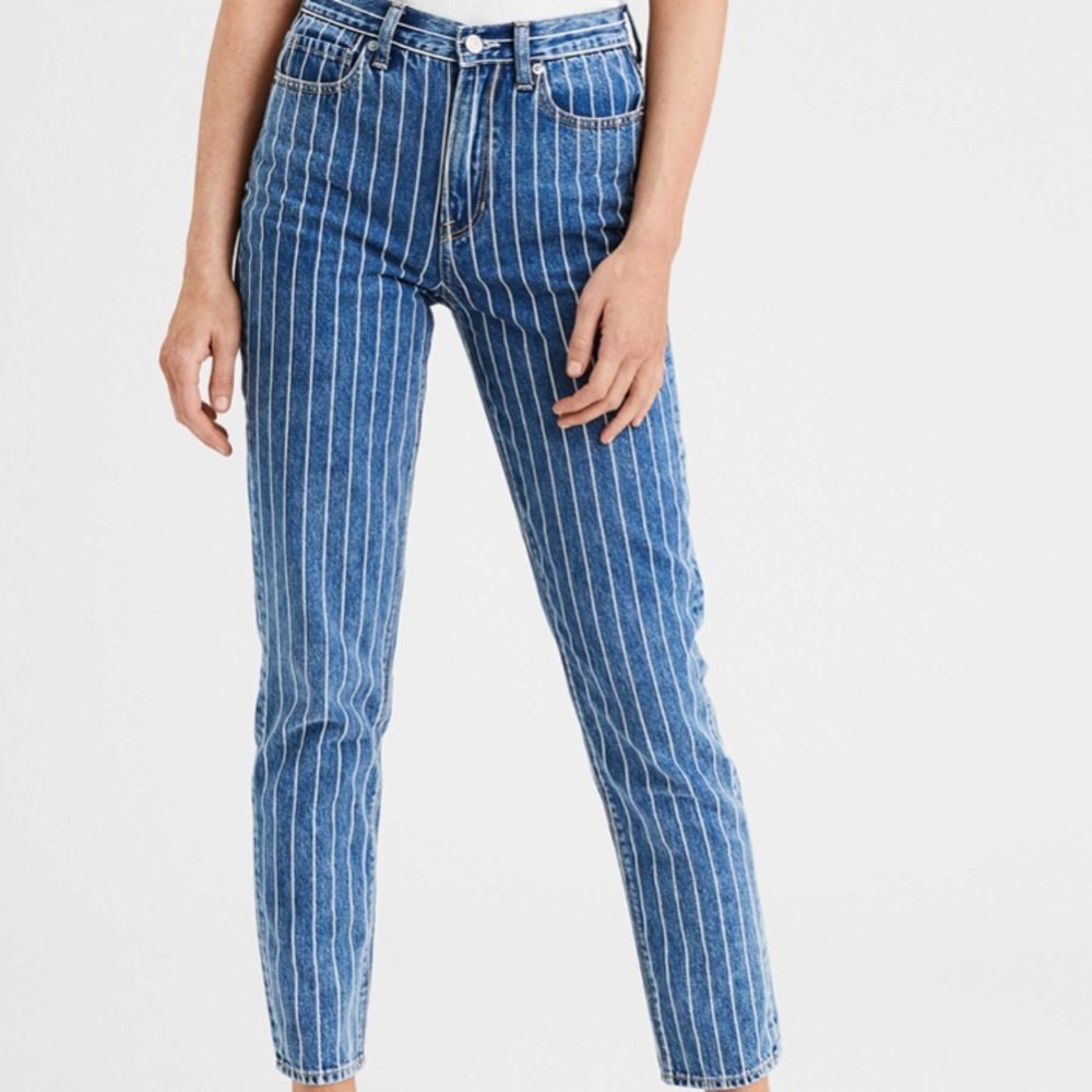 American Eagle Pinstripe Mom Jeans